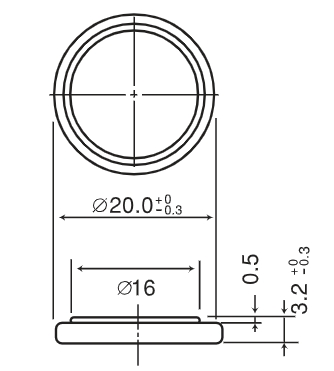 BR2032 Dimensions